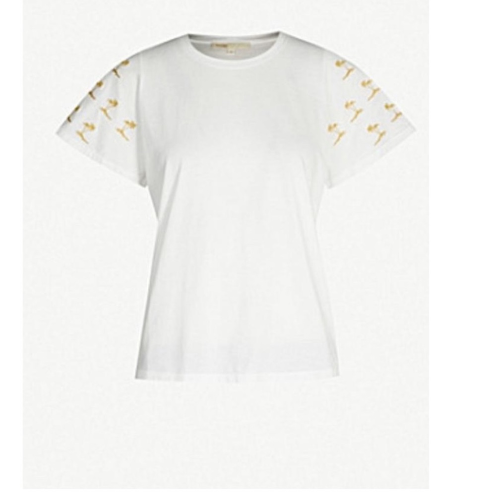 Embroidered Palm Tree Cotton T-shirt In White